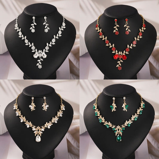 Bridal Necklace and Earring Set with Diamond Accents