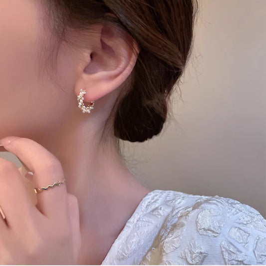 Circle Pearl Hoop Earrings