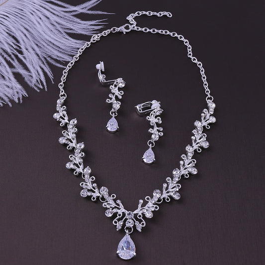 Bridal Zircon Necklace and Earrings Set