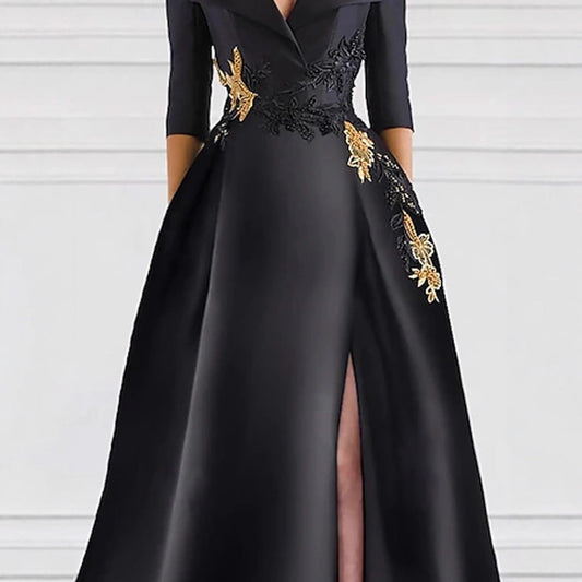 Elegant V-Neck Slit Evening Gown Drip Depot