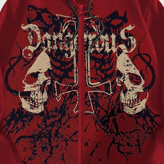 Gothic Skull Zip Up Hoodie