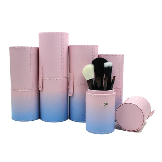 Round PU Makeup Brush Holder Storage Bucket
