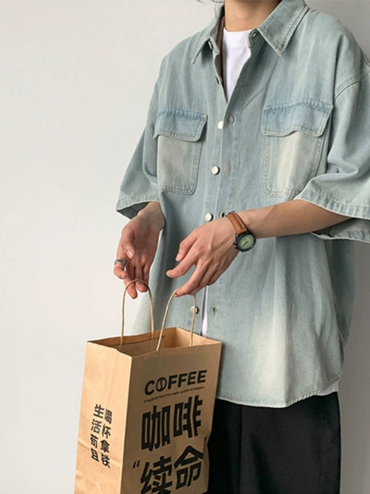 Unisex Denim Short Sleeve Shirt Jacket Drip Depot