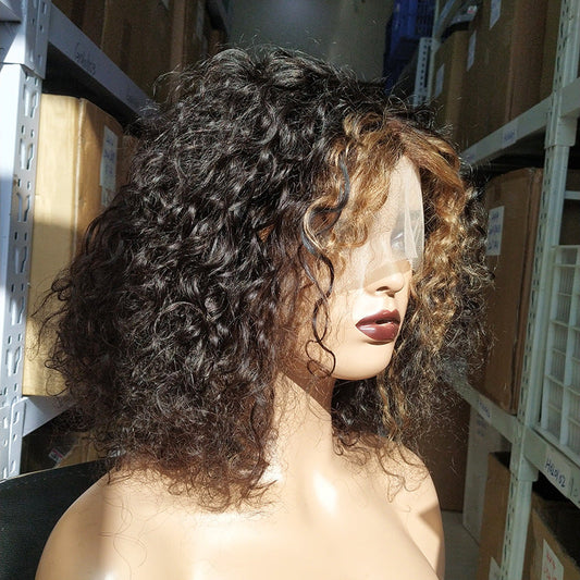 T Part Lace Bob Wig Human Hair Water Curly Drip Depot