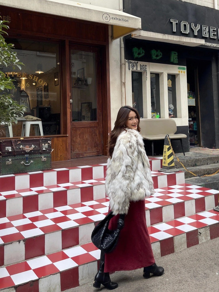 Faux Fur Leopard Print Coat