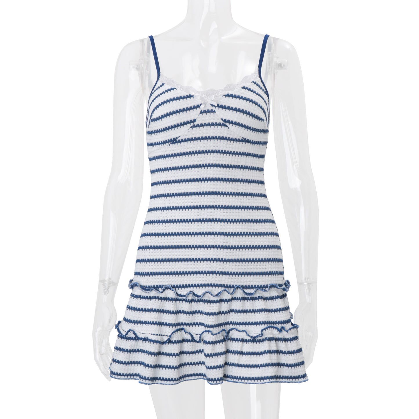 Sleeveless Backless Striped Dress