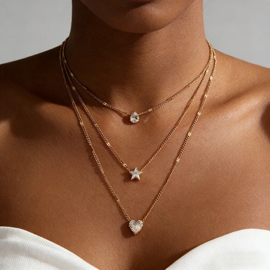 Layered Geometric Pendant Alloy Necklace
