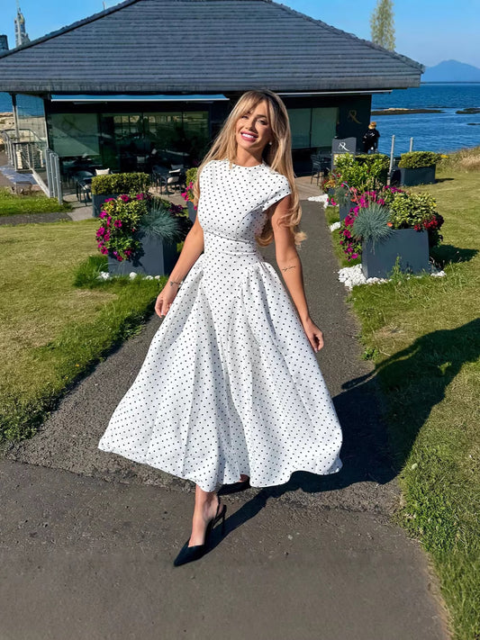 French Classic Polka Dot Knitted Dress