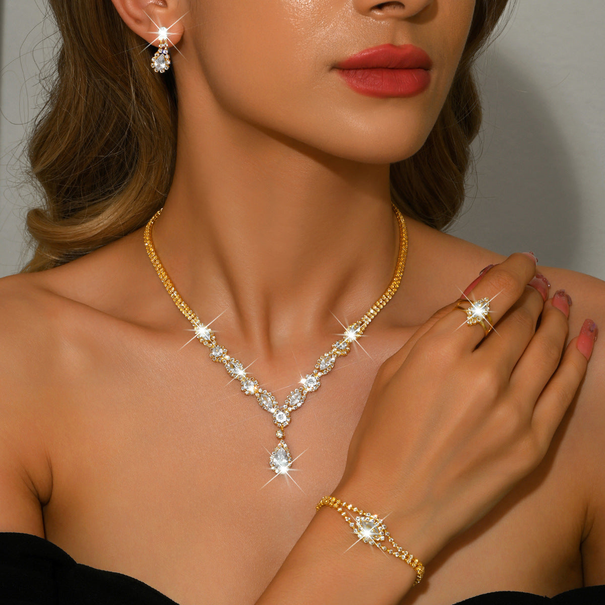Floral Water Drop Jewelry Set