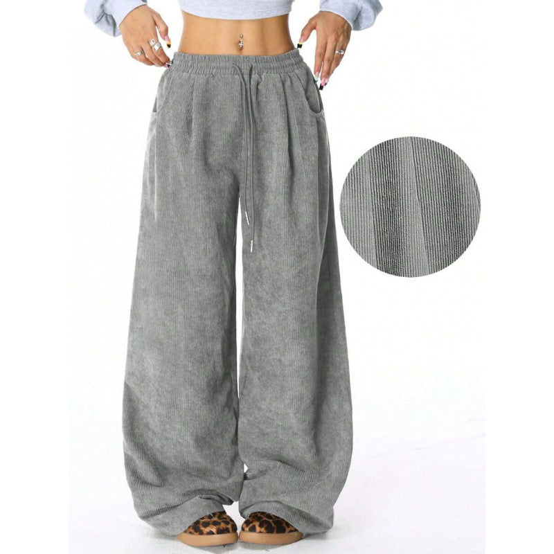 Womens Drawstring Wide Leg Pants