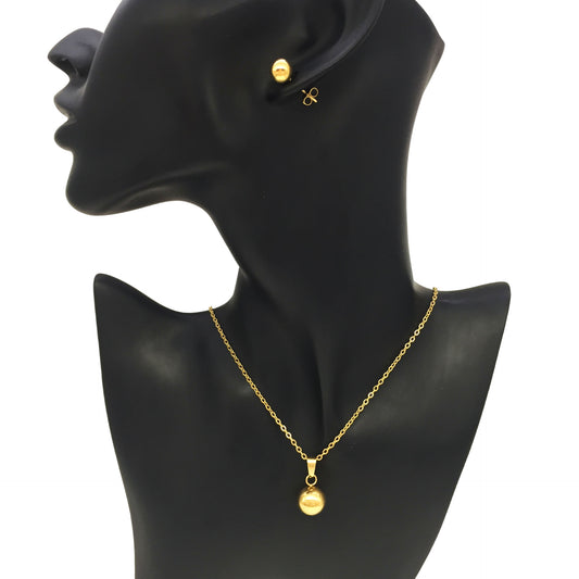 Titanium Steel Gold Plated Necklace and Earring Set