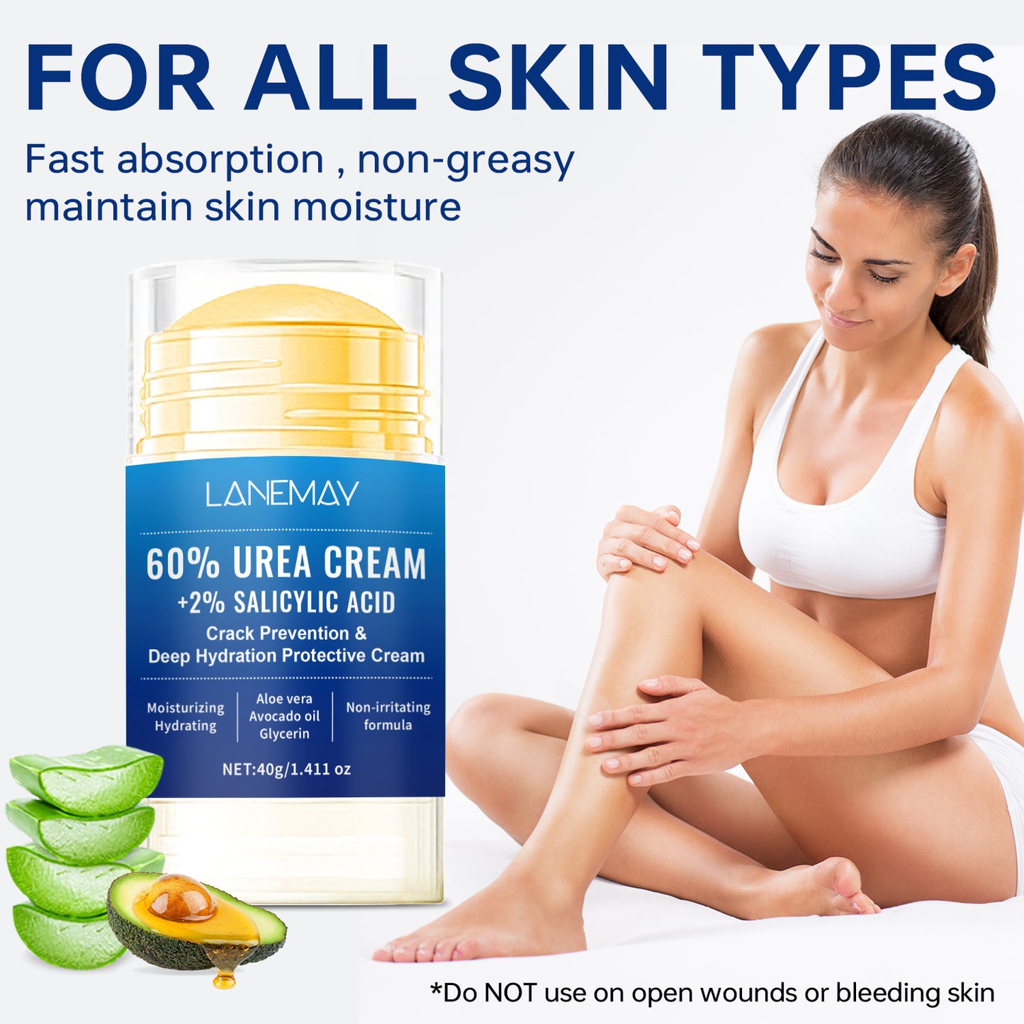Lanemay 60% Urea + 2% Salicylic Acid Anti-Cracking Repair Cream 40g Deeply Moisturizes Dry and Cracked Hands and Feet