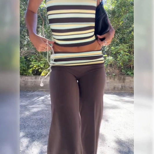 Striped top and loose-fitting trousers Set