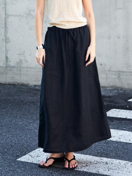 Linen A-Line Skirt with Elastic Waist