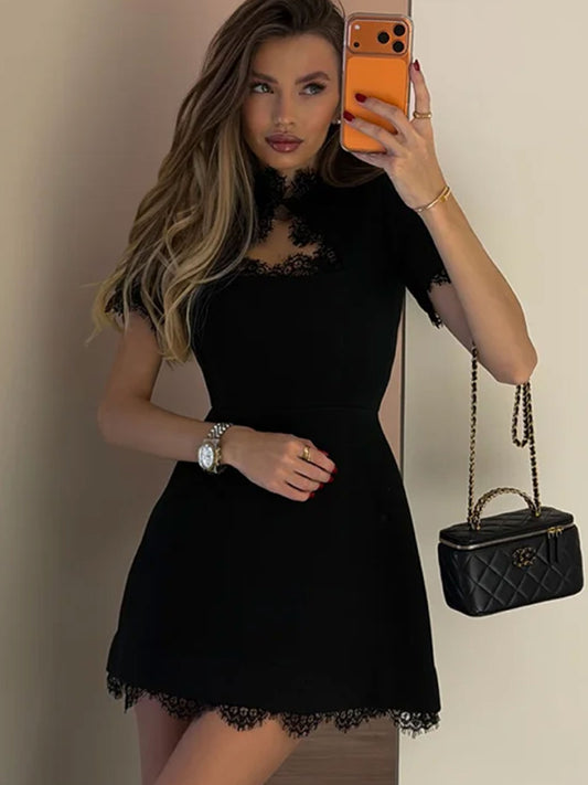 Lace Hollow-Out Slim Fit Dress