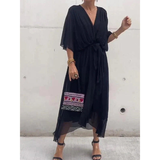 Elegant Bat Sleeve Long Dress Drip Depot