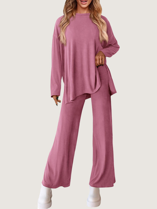 Solid Color Casual Suit Set