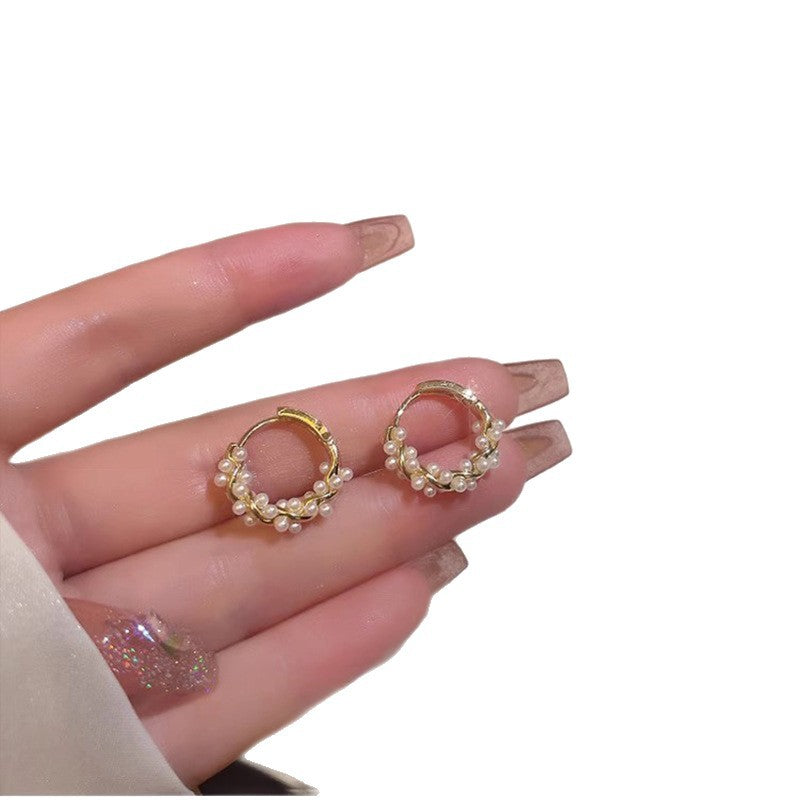 Circle Pearl Hoop Earrings