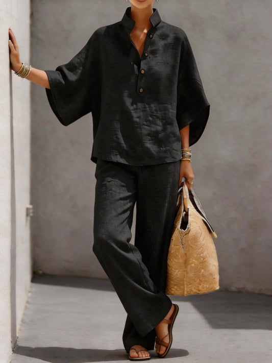 Women's Cotton Linen Shirt and Pants Set Drip Depot