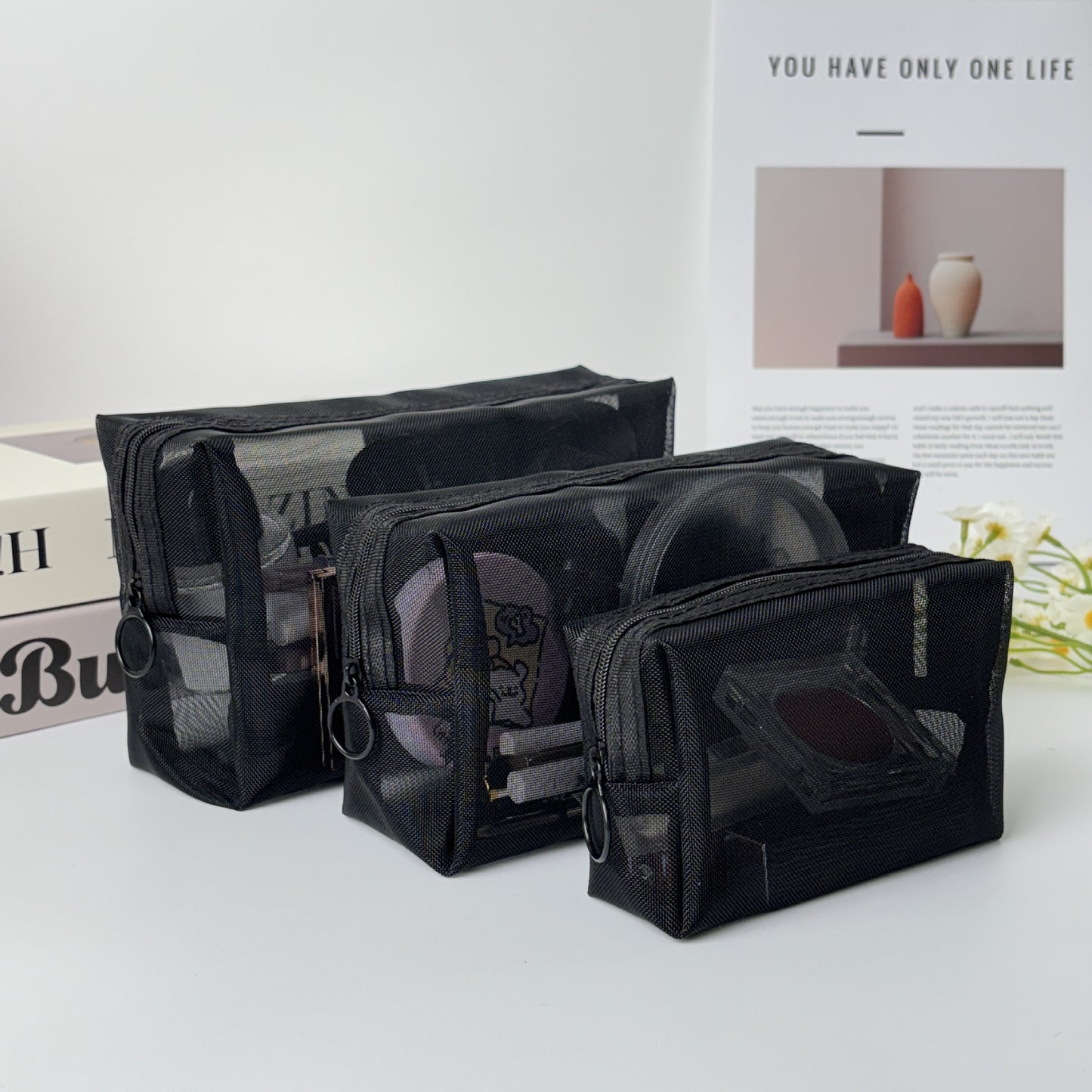 Transparent Mesh Makeup Toiletry Bag