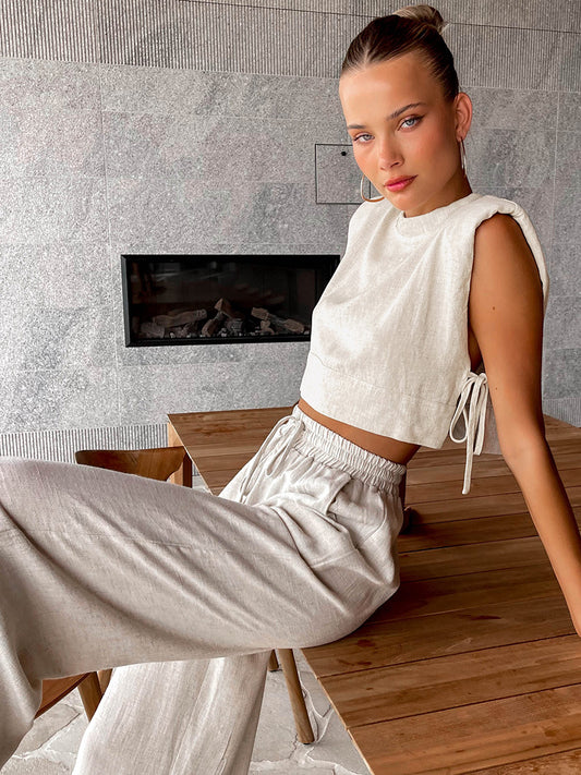 Cotton Linen Vest and Pants Set