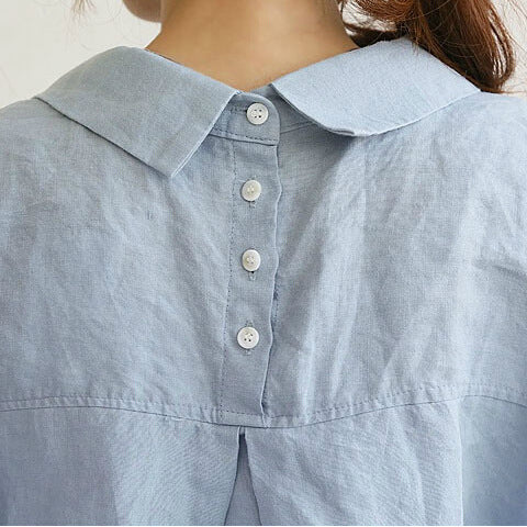 Shirt Loose Plus Size Long Cotton Linen Textured Dress Shirt Style