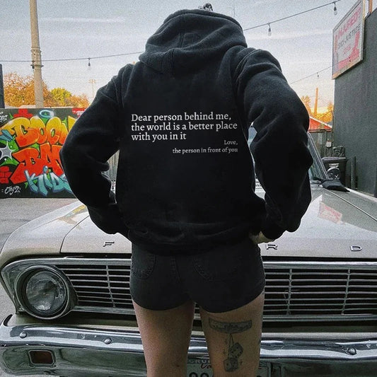 Letter Print Fleece Hoodie Sweatshirt
