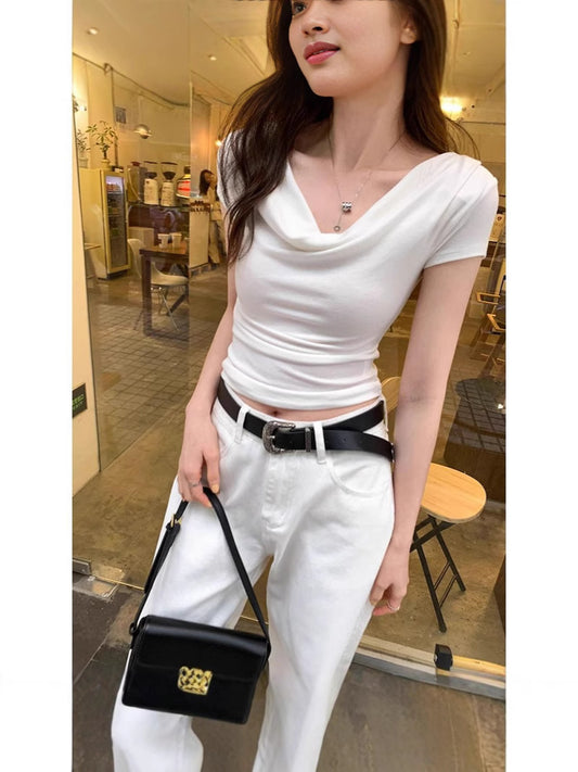 Off-Shoulder Slim-Fit T-Shirt