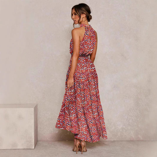 Polka Dot Halter Neck Long Dress