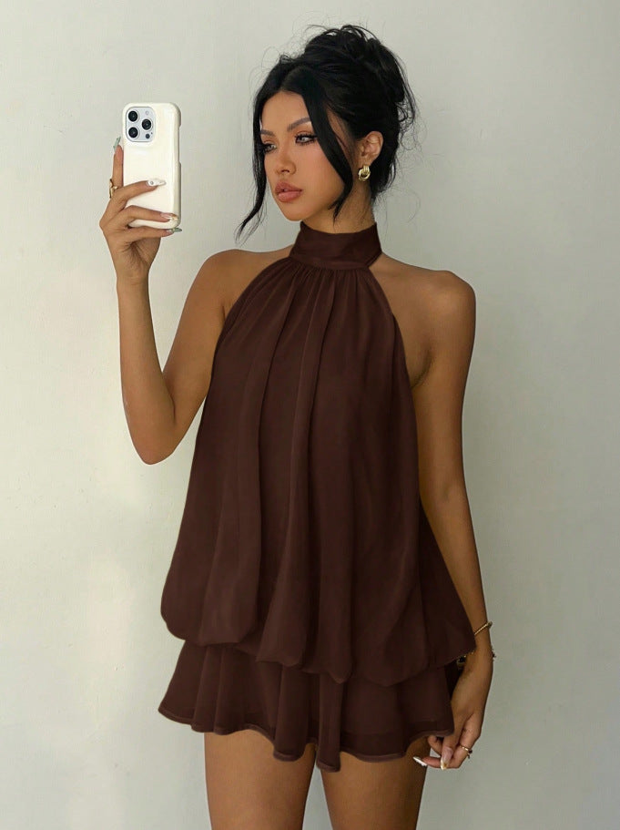 Halter Neck Backless Short Dress
