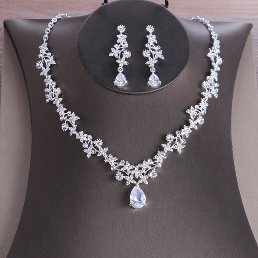 Zircon Necklace and Earrings Set for Wedding