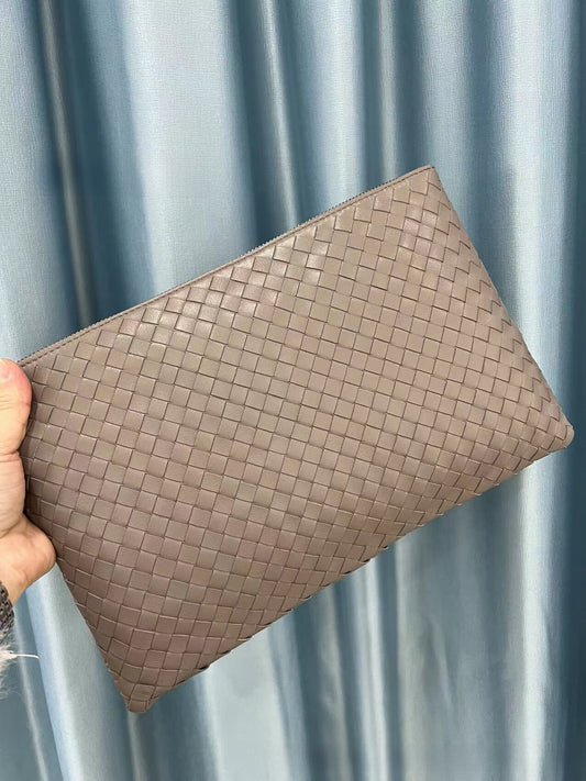 Handheld Zipper Wallet Sheepskin Woven Casual Bag