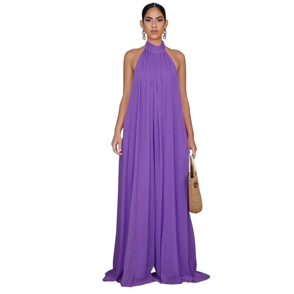 Sleeveless Backless Chiffon Jumpsuit