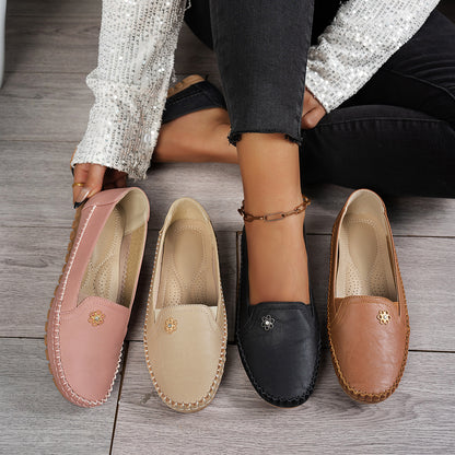 Solid Color Retro Women's Flat Loafers
