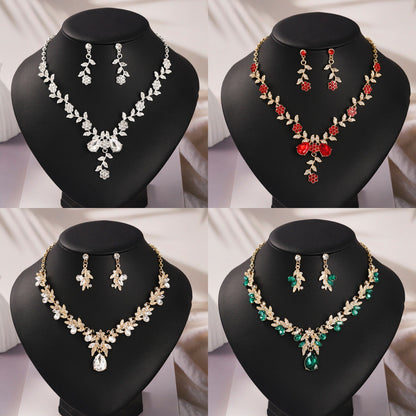 Bridal Necklace and Earring Set with Diamond Accents