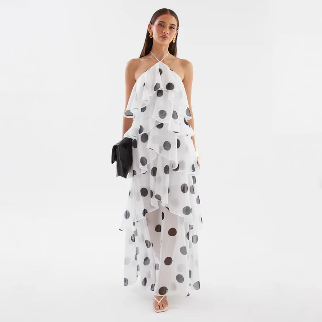 Polka Dot Halter Neck Dress