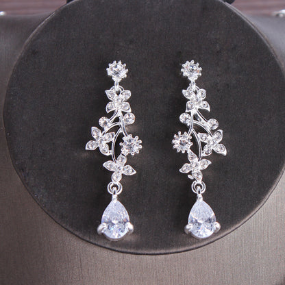 Zircon Necklace and Earrings Set for Wedding