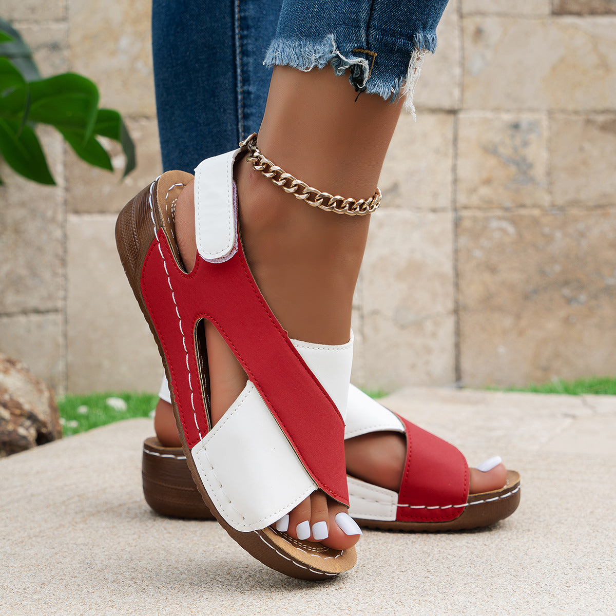 Roman Sandals Platform Thick Sole Casual Open-Toe Versatile Beach Sandals