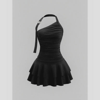 One-Shoulder Pleated Dress