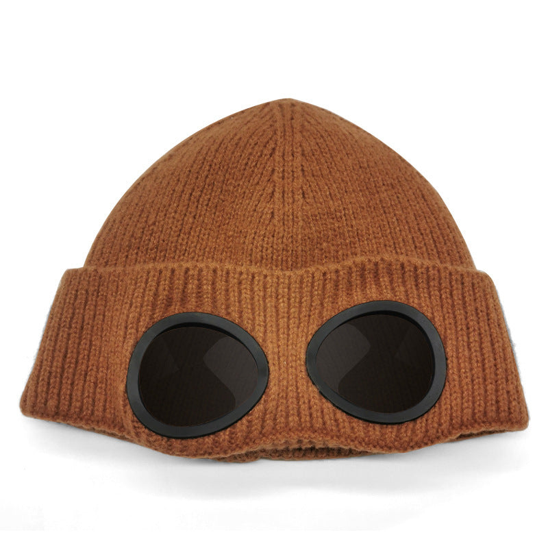 Aviator Goggles Fleece-Lined Knitted Beanie