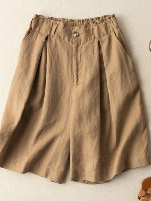 Cotton Linen Wide Leg Shorts