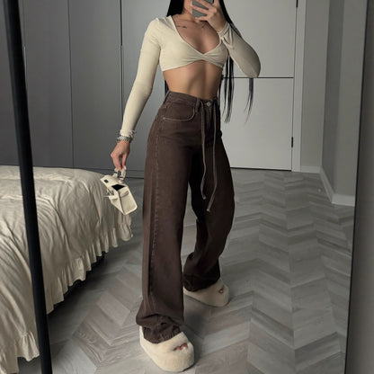 High Waist Wide Leg Denim Pants