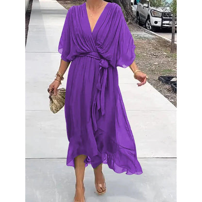 Elegant Bat Sleeve Long Dress Drip Depot