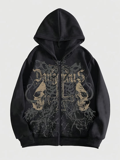 Gothic Skull Zip Up Hoodie