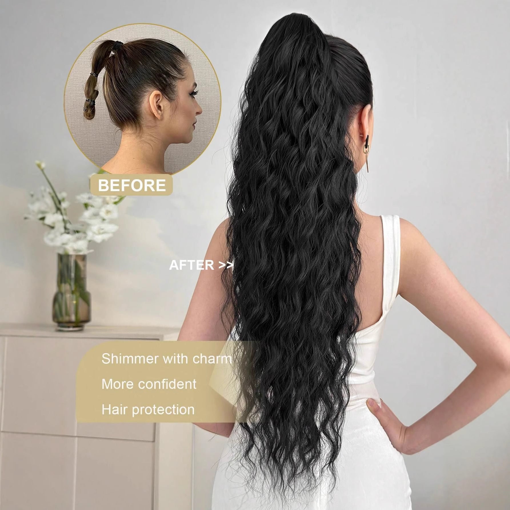 Synthetic Hair Ponytail with Claw Clip Drip Depot