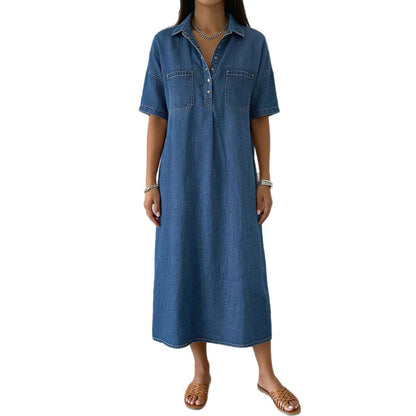 Casual V-Neck Denim Dress