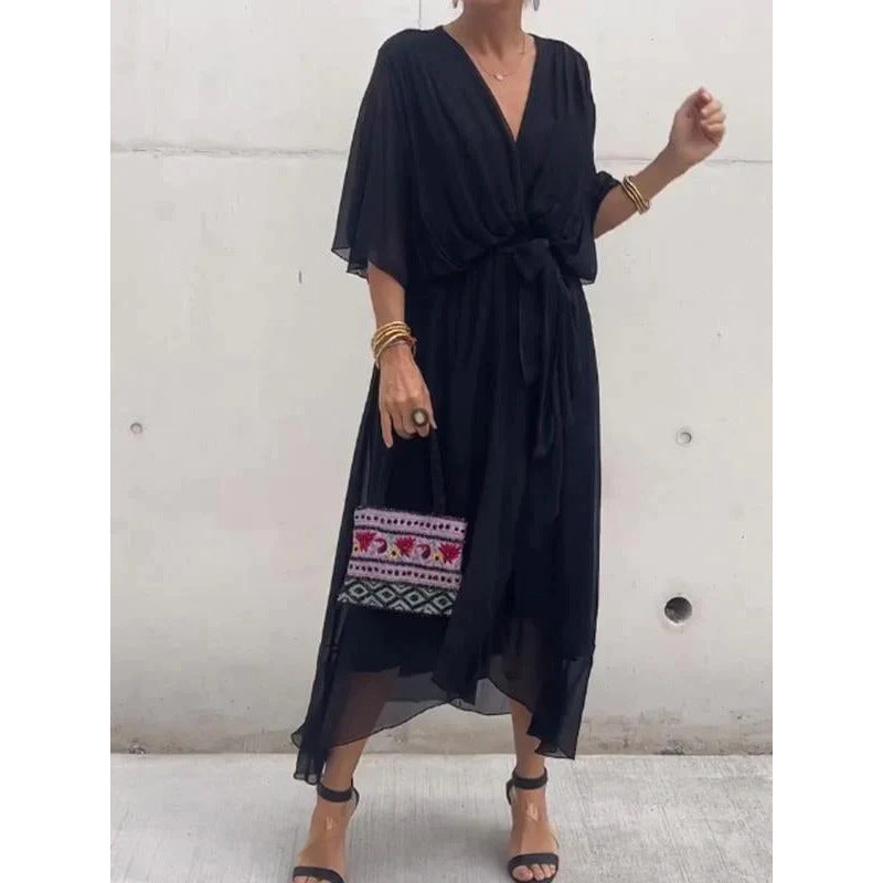 Elegant Bat Sleeve Long Dress Drip Depot