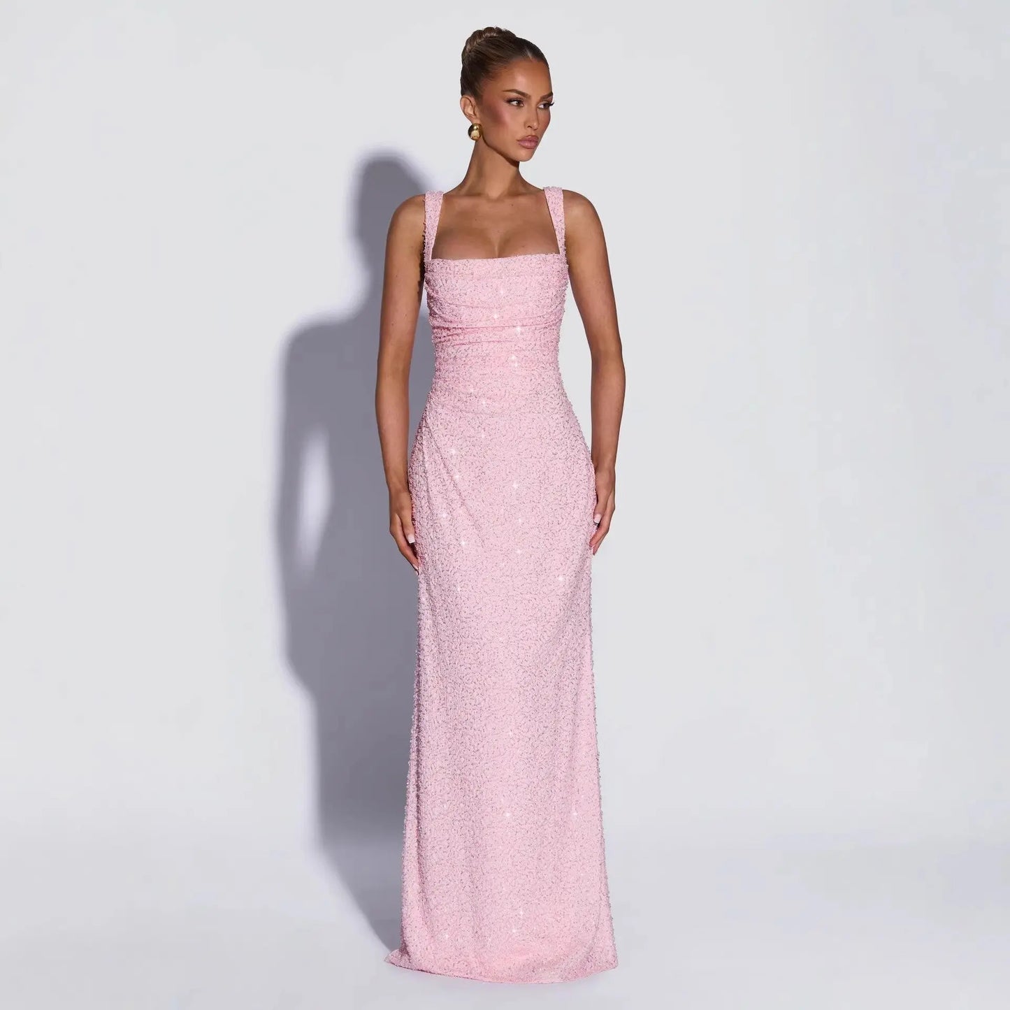 Sequined Sleeveless Tube Top Long Dress with Slit Drip Depot