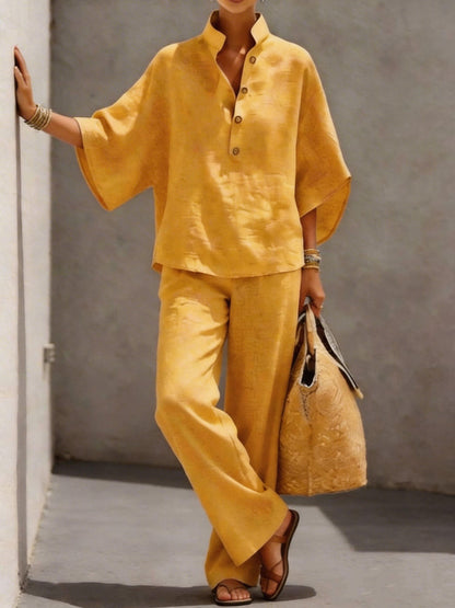 Women's Cotton Linen Shirt and Pants Set Drip Depot