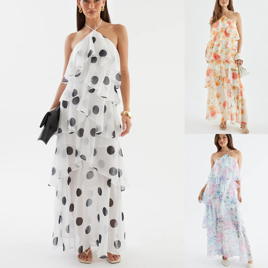 Polka Dot Halter Neck Dress